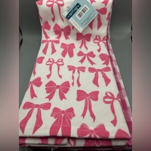 Hobby Lobby Pink Bows & Gingham Kitchen Towel Set Of 3 Coquette Farmhouse NEW